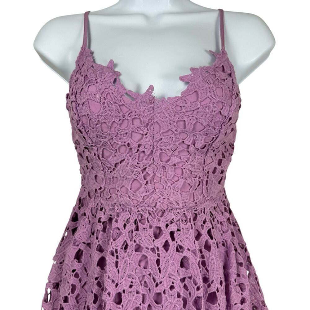 ASTR Dress Women Extra Small Purple Lace Midi Romantic Feminine Floral Fairy - Picture 4 of 16